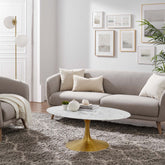 Lippa 42" Oval Artificial Marble Coffee Table Modway Model: eei-3249